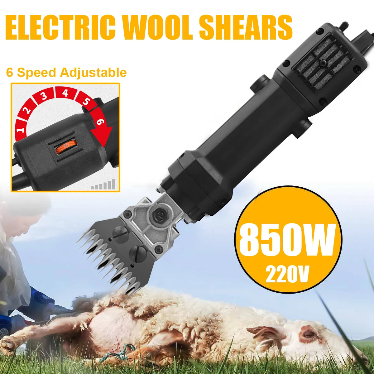 

Electric Scissors 6 Speed Adjustable Wool Shears Electric Wool Shears Multi-function Shearing Machine For Wool Livestock EU Plug