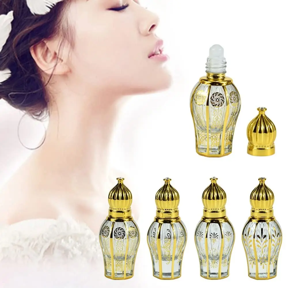 

2Pcs Refillable Good Sealing Crown Shape Gold Perfume Bottle Empty Container Roller Bottle Essential Oil