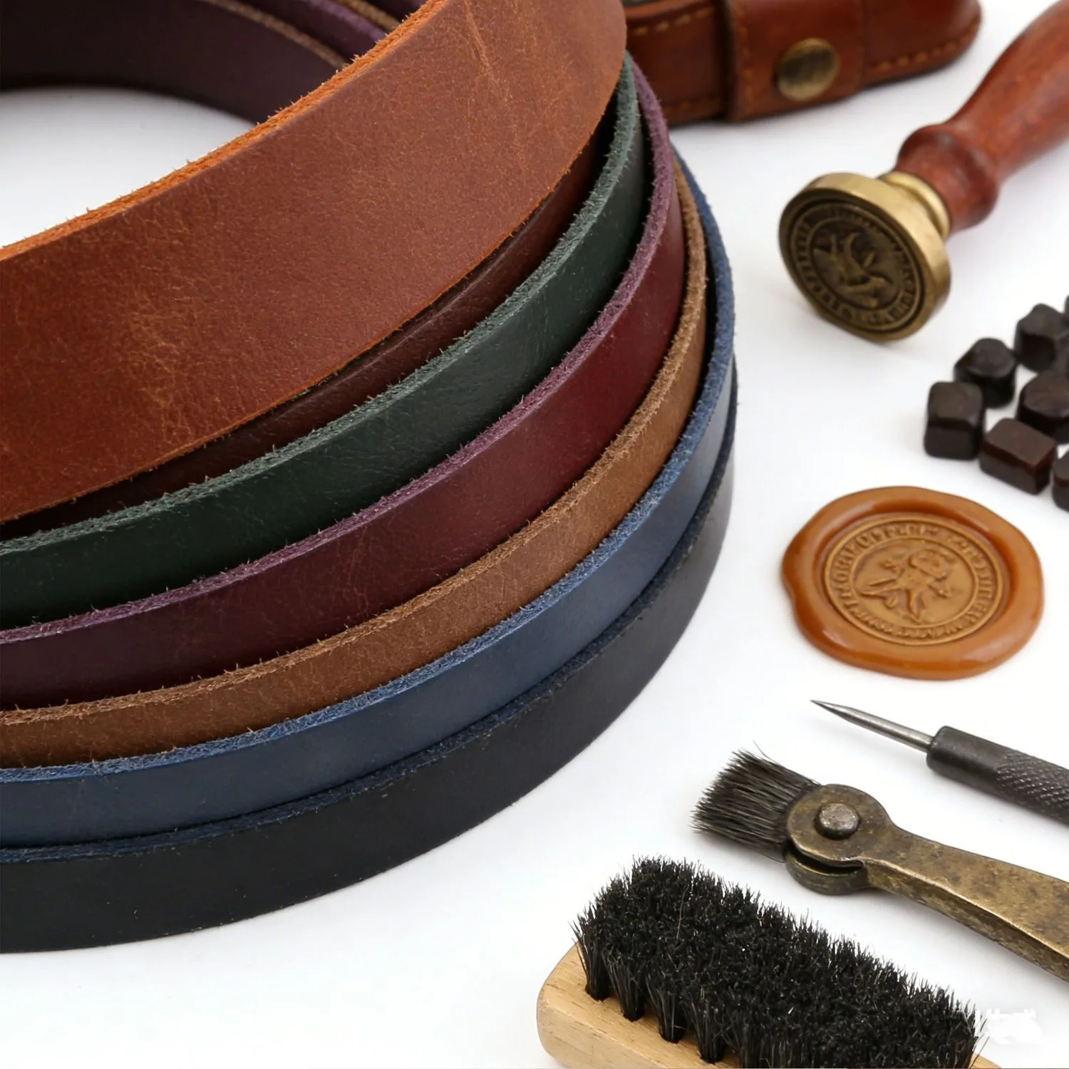 Handcrafted Genuine Crazy Horse Leather Strap and Fabric Strip