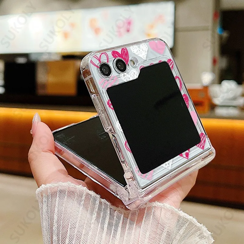Love Pattern Shockproof Clear PC Folding Case
