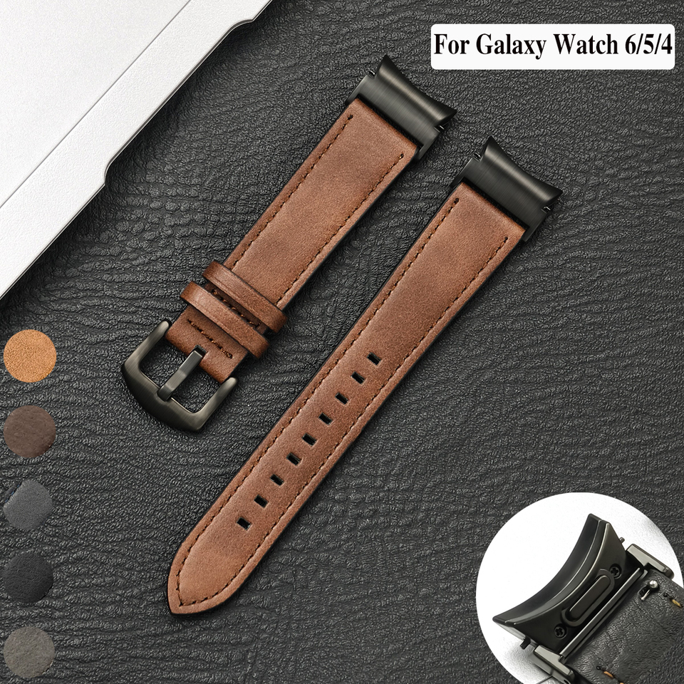 Leather Strap for Samsung Galaxy Watch 6 Classic 47mm 43mm 44mm Band No Gaps Bracelet Correa for Galaxy Watch 4 5 Pro Strap