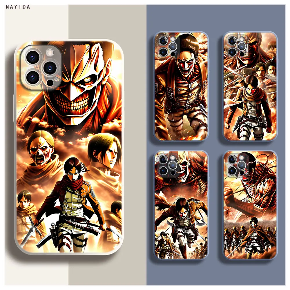 

Phone Case For Iphone 15 14 13 11 12 Mini Pro Max TPU Bag Soft Silicone New Cover Attack On Titan Anime