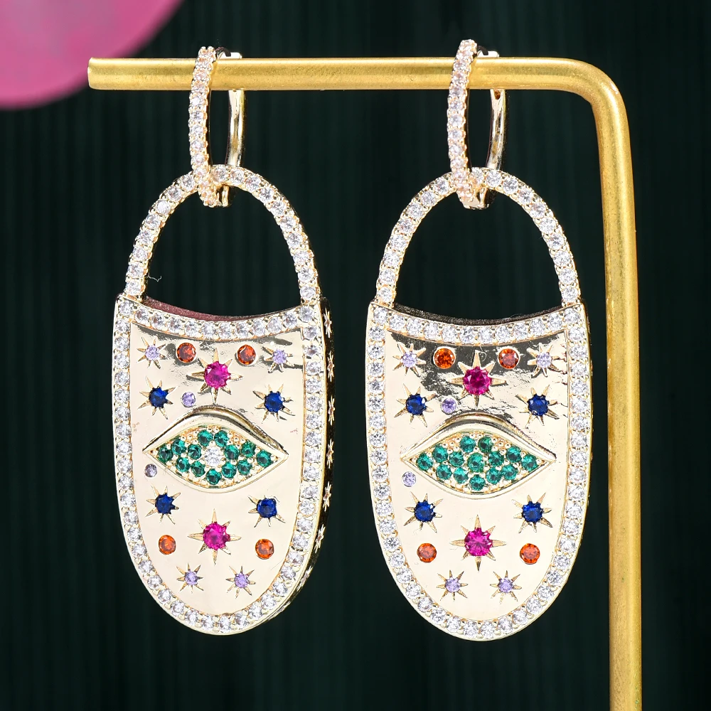 

Siscathy Trendy Luxury Cubic Zircon Lock Shape Pendant Earrings For Women Wedding Prom Party Anniversary Fine Algeri Jewelry