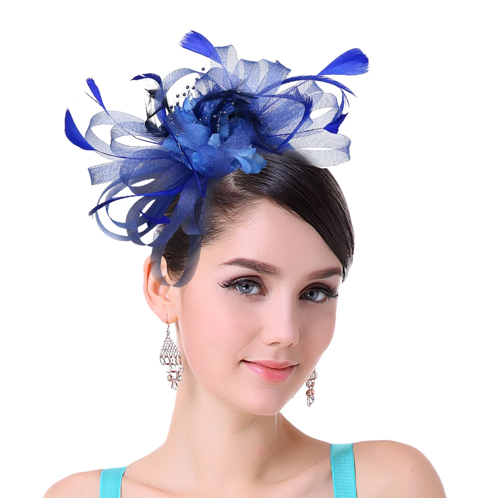 Women Ladies Fascinator Headband with a Clip，Reversible Feather Kentucky Derby Cocktail Tea Party Hat Headwear