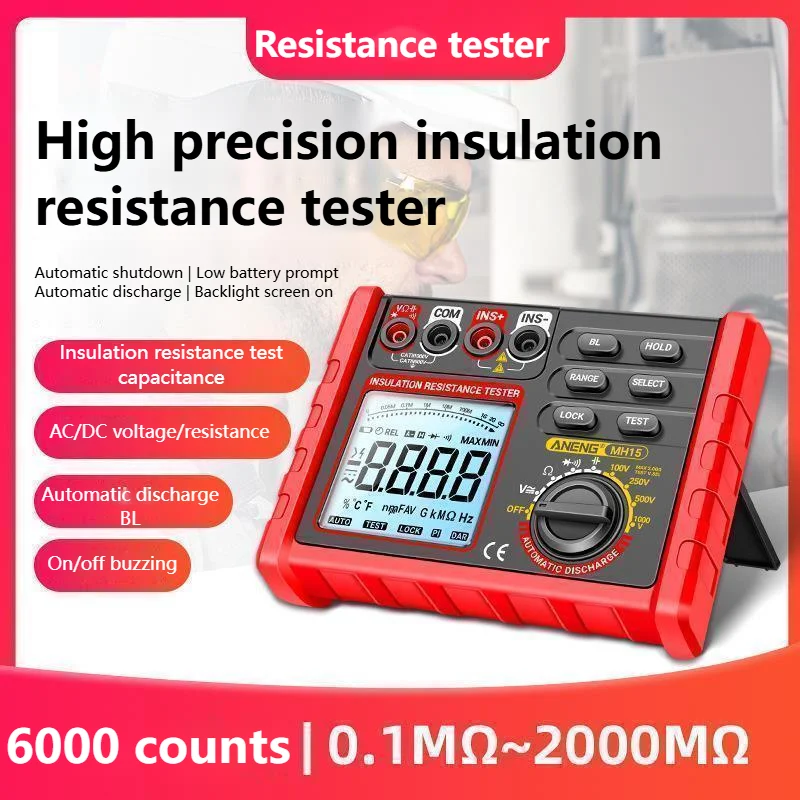 Intelligent Insulation Resistance Tester 500V Insulation Resistance Meter 1000V High Voltage Digital Megohmmeter Shaker