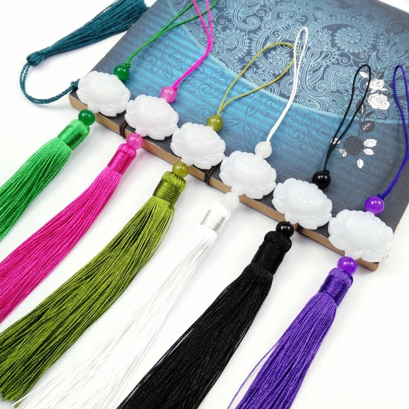 White Lotus Pendant Tassel Hanging Tassel Silk Fringe Bangs Flower Trim Key For Curtains Home Decor Accessories 2pcs/Lot Tassel Fringe Tassel Decoration Tassel Accessories Tassel Trim