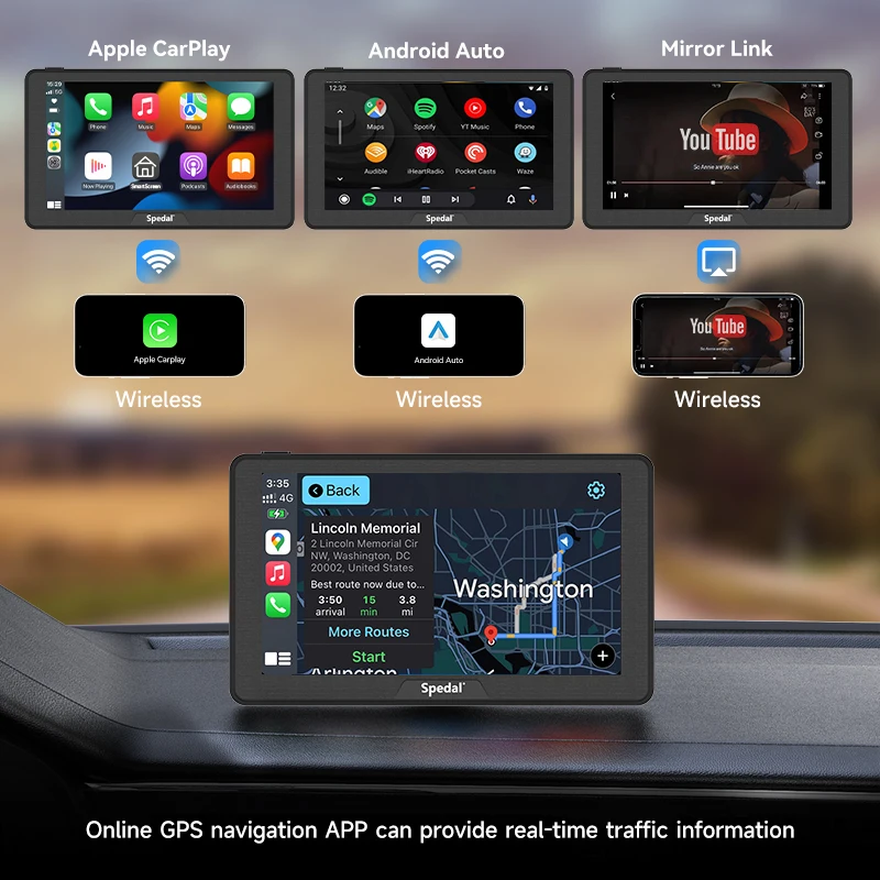 Wireless Carplay Android Auto Touch Screen Car Monitor