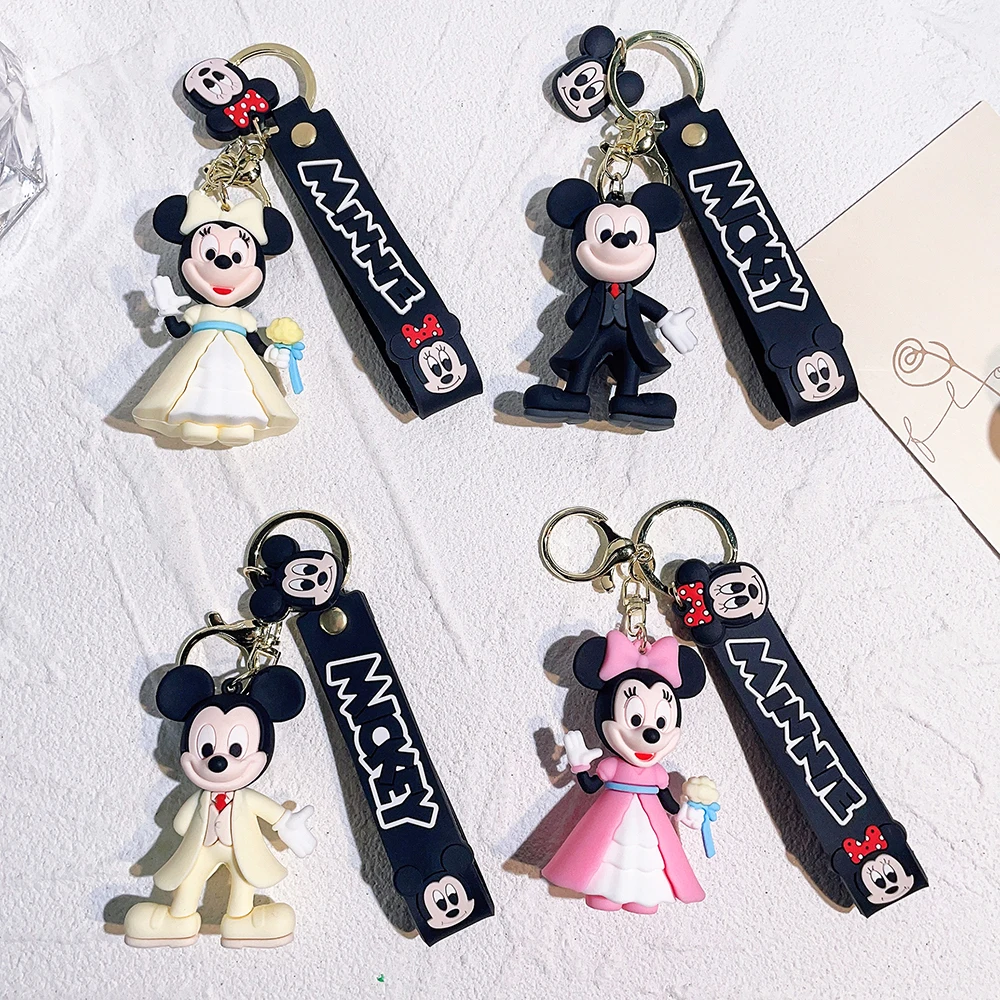 Disney Original Cartoon Keychain Mickey Minnie Car Key Pendant Couple  Decorations Children's Schoolbag New Decoration Toys - AliExpress