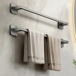 30/40/50cm Bathroom Towel Hanger Space Aluminum Black Self-adhesive Towel Rack Waterproof Wall Mounted Kitchen Storage Bar Rack