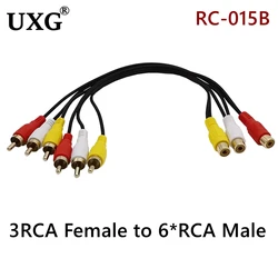Premium Quality 3RCA Splitter Adapter Cable - Male to Female Audio Video Extension - About 35cm (3RCA Female - 6R Male)