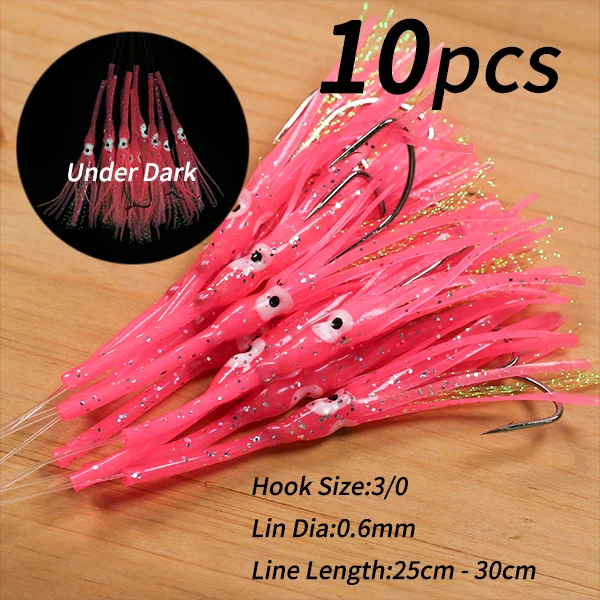 Elllv 2pcs/bag Soft Squid Skirts Lure Slow Jigging Assist Hook