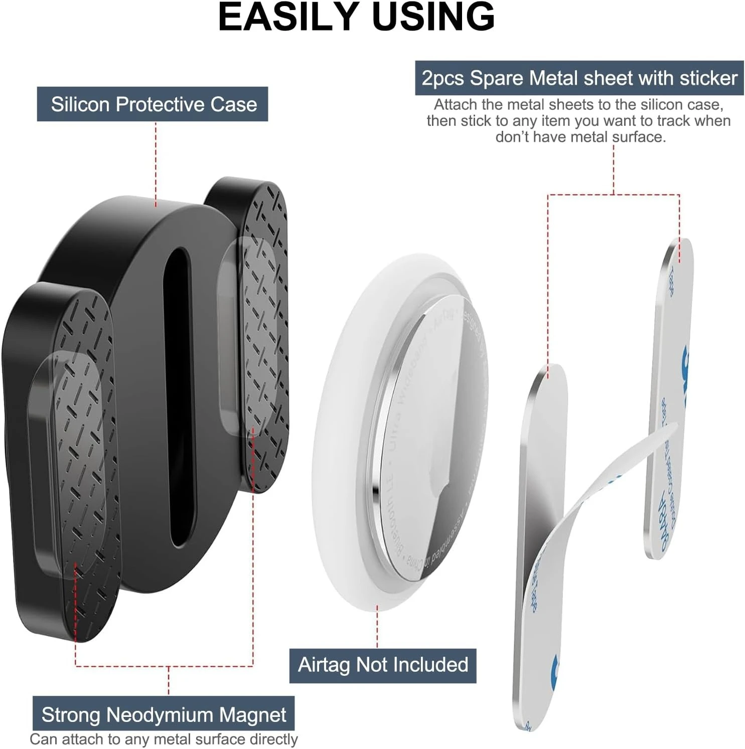 Magnetic Holder Case with Hidden Silicone Protective Cover for Secure Metal Surface Mounting