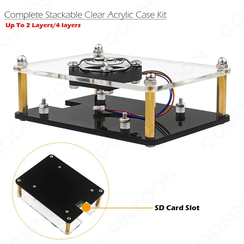 Raspberry pi Cluster Case Conjunto Raspberry pi Case com Kit de Ventilador de Refrigeração Concha Refrigeradora para Placa-mãe Pi5 Camadas - Imagem 4