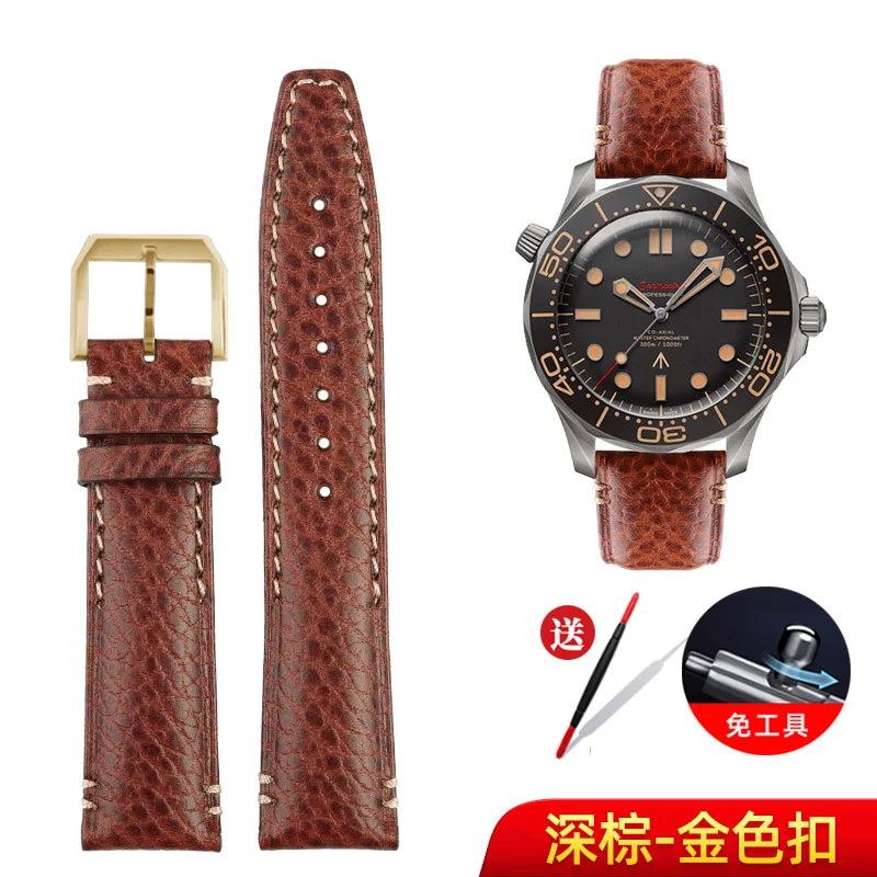 thumbnail image 1 of Correa de reloj de piel italiana negra y azul de 20 mm para IWC Pilot Mark Rolex Longines L2 L3 L4 Correa de grano de lichi suave para reloj de hombre, 1 of 5