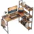 Computer Corner Desk with Storage Shelves, 47 Inch Reversible L Shaped Desk with Bookshelf, Home Office Writing Desk with Hooks Computer Corner Desk with Storage Shelves, 47 Inch Reversible L Shaped Desk with Bookshelf, Home Office Writing Desk with Hooks