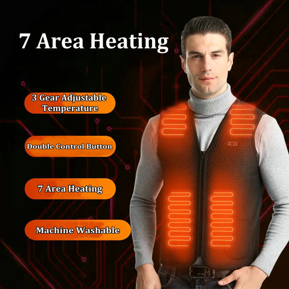 HeatedVest7HeatingZonesRechargeableElectricChargingVestWarming