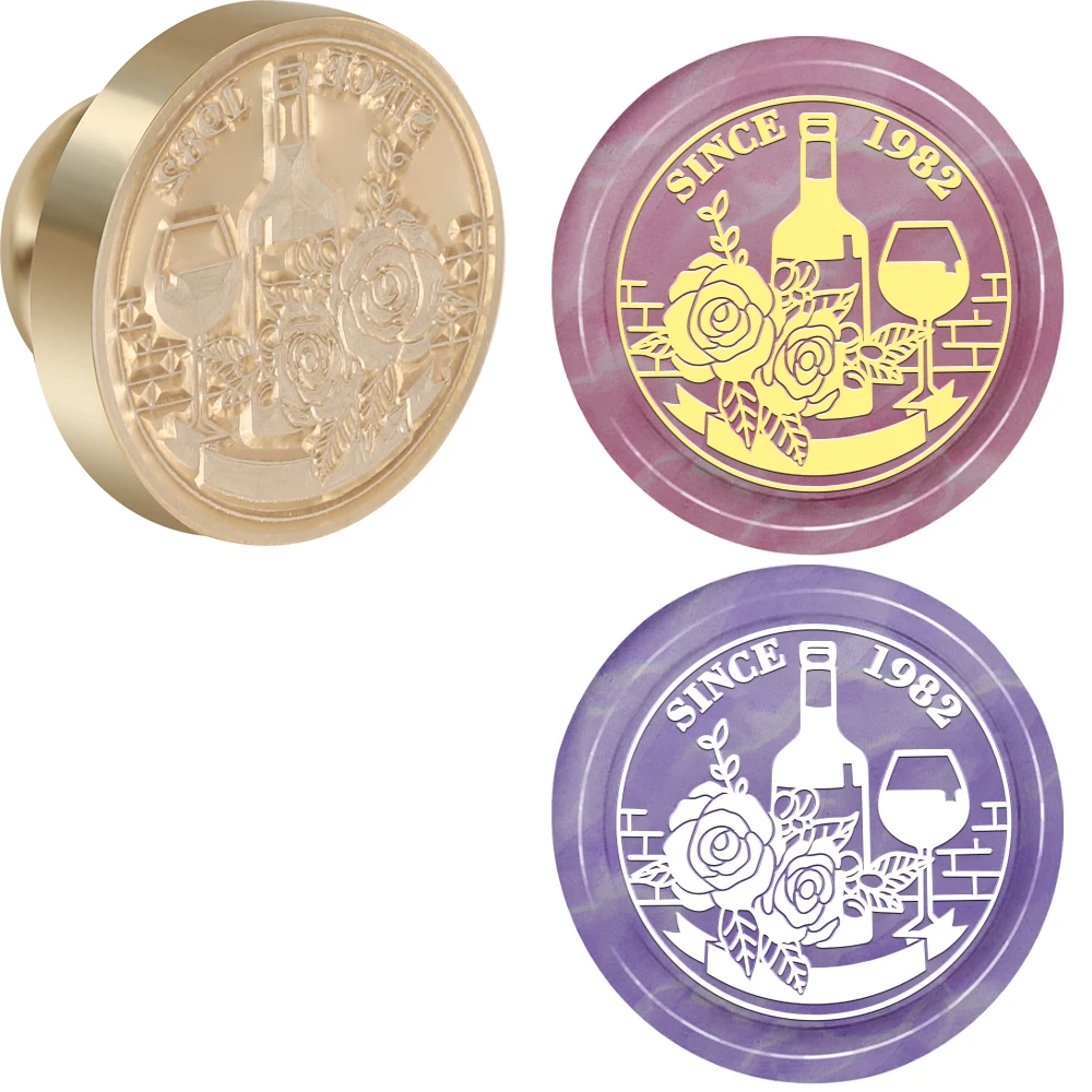 

Wine and Flower Wax Seal Stamp Diy Craft Supplies Scrapbooking Christmas Wedding Invitation for Decoration Wine Bags, Notebook