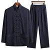 Chinese Style Cotton Linen Tang Suit Casual  Spring Autumn Men's Long-sleeved Shirt Pants Two-pieces Fashion Men Sets 4