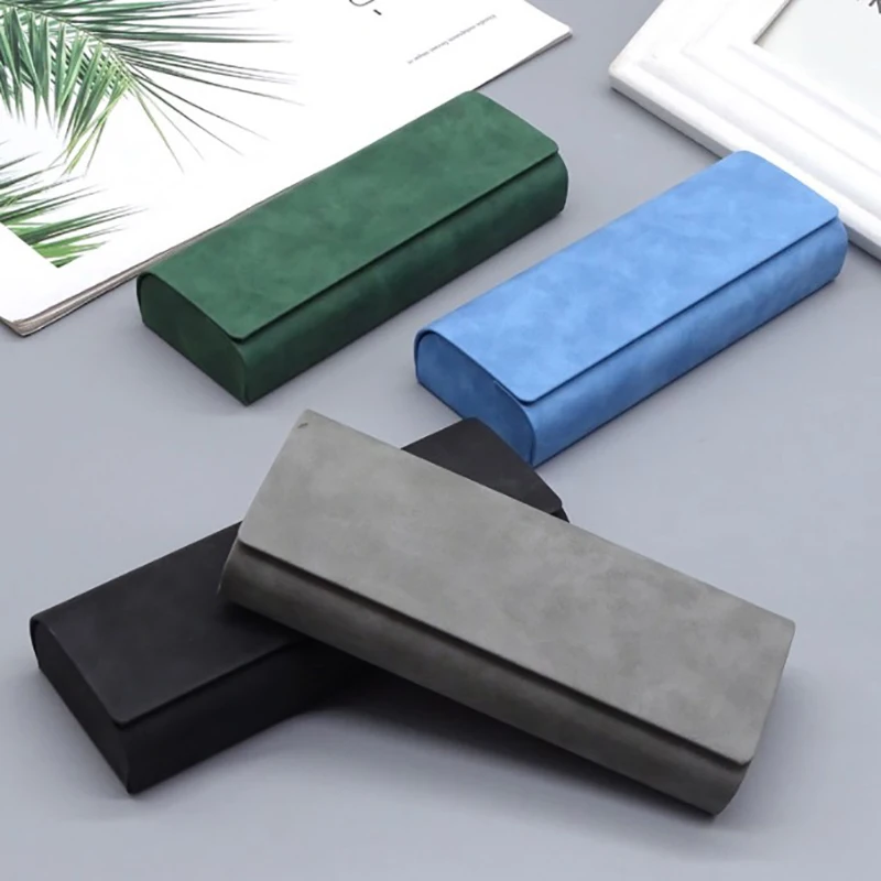 1pc Simple Leather Eyewear Case Optical Retro Myopia Glasses Sunglasses Storage Box Fashion For Men And Women