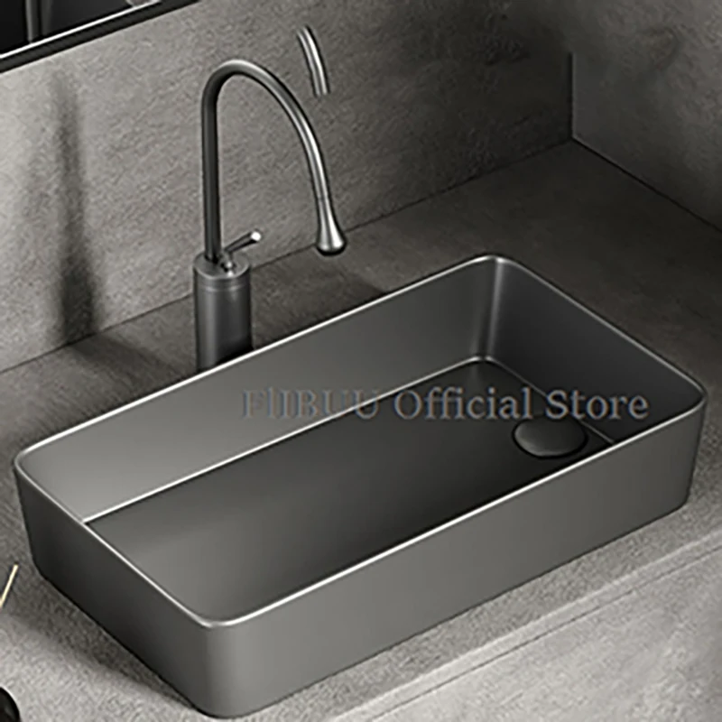 อ่างล้างมือเซรามิกสำหรับห้องน้ำชามด้านบนของเคาน์เตอร์อ่างล้างจานแบบเดี่ยวอ่างล้างมือล้างมืออ่างล่างหน้าลายคราม 1