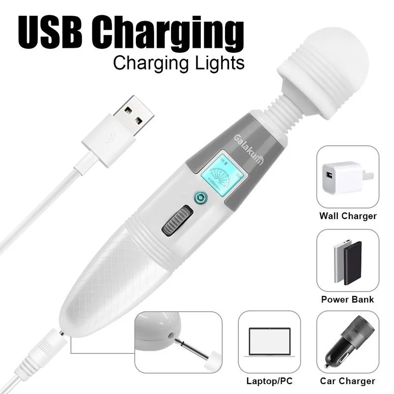 64 Modes Huge Head Magic Wand Massager Flexible Neck Ultra-powerful Motor For Body Massage Deep Muscle Relaxing Health Care 4