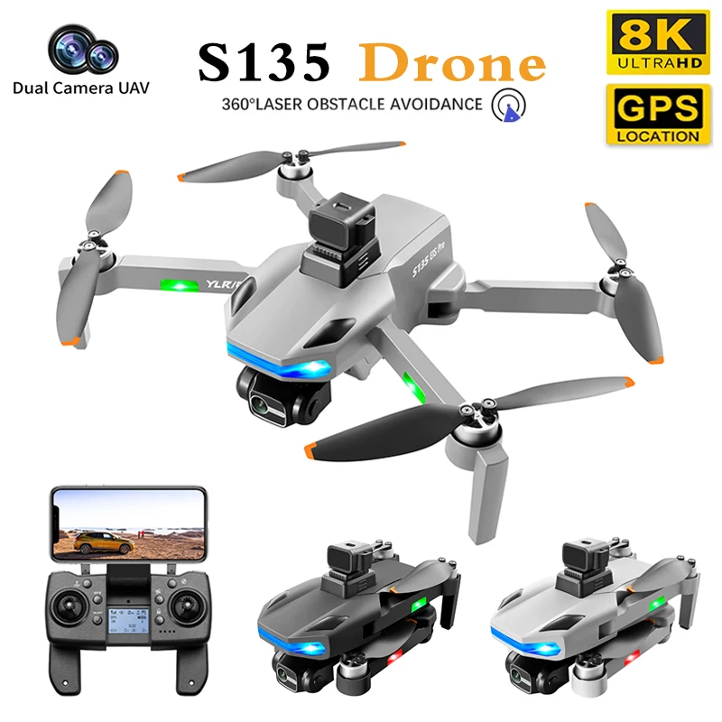 RC쿼드콥터 F167 RC 드론, 전문 사진을 위한 4K/8K HD 듀얼 카메라, 장애물 회피 기능을 갖춘 브러시리스 헬리콥터, 2.4G 접이식 쿼드콥터 11 S135 RC 드론 5G 와이파이 FPV 브러시리스 모터, GPS 리턴 8K HD 듀얼 카메라, 360 ° 레이저 장애물 회피, RC 쿼드콥터 드론 장난감, 신제품