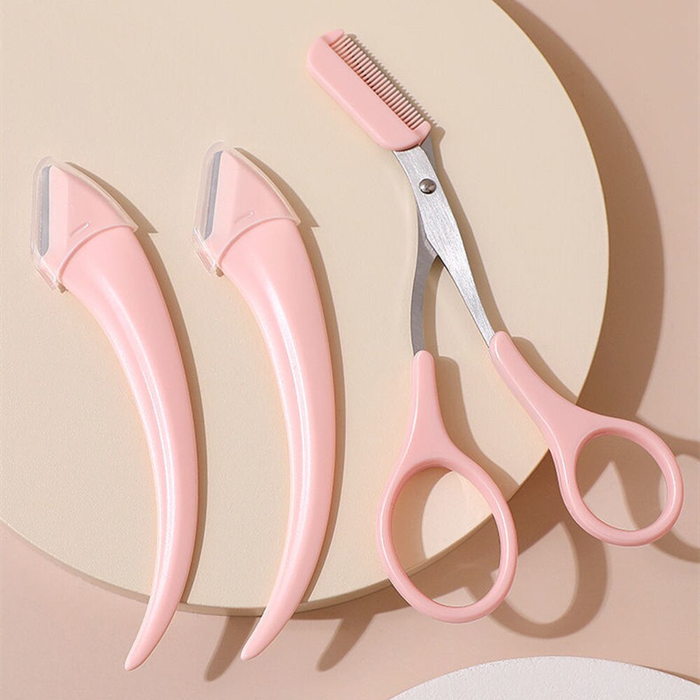  Eyebrow Trimming Knife Eyebrow Face Razor For Women Professional Eyebrow Scissors With Comb Brow Trimmer Scraper Accesso 