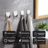 4pc/2pc bathroom clothes hooks, adhesive wall hooks, stainless steel towel racks, bathroom kitchen hardware, multi-purpose hooks 3