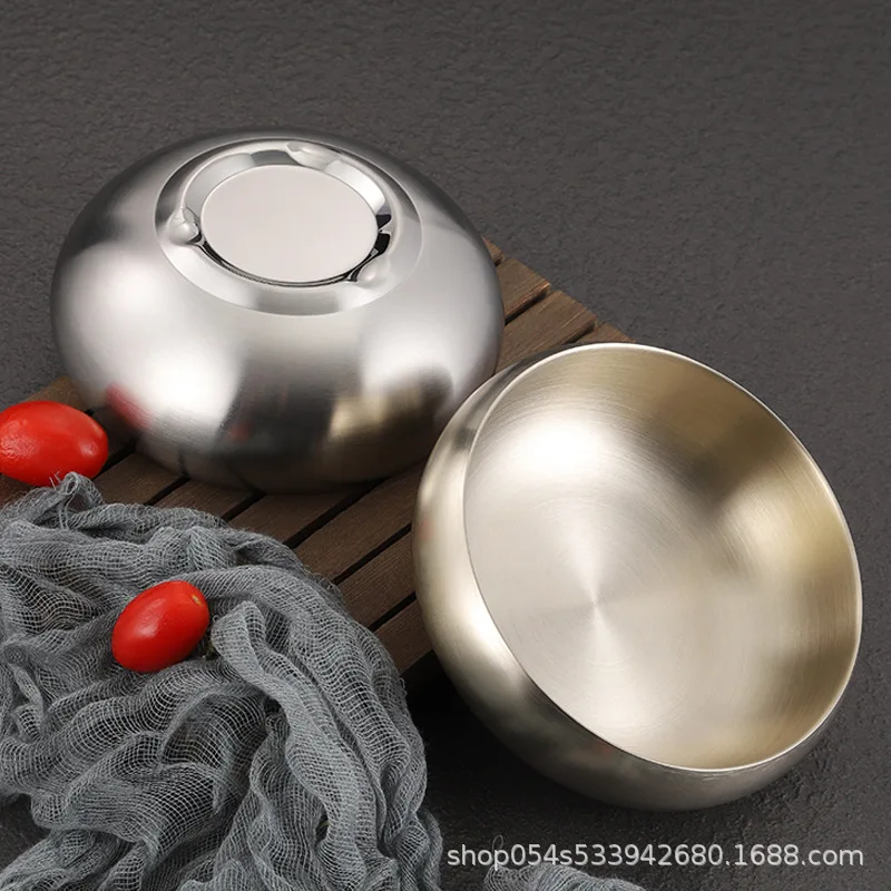 Korean Stainless Steel Rice Bowl Barbecue Shop Commercial Double-layer Insulated Soup Bowl Double-layer Set