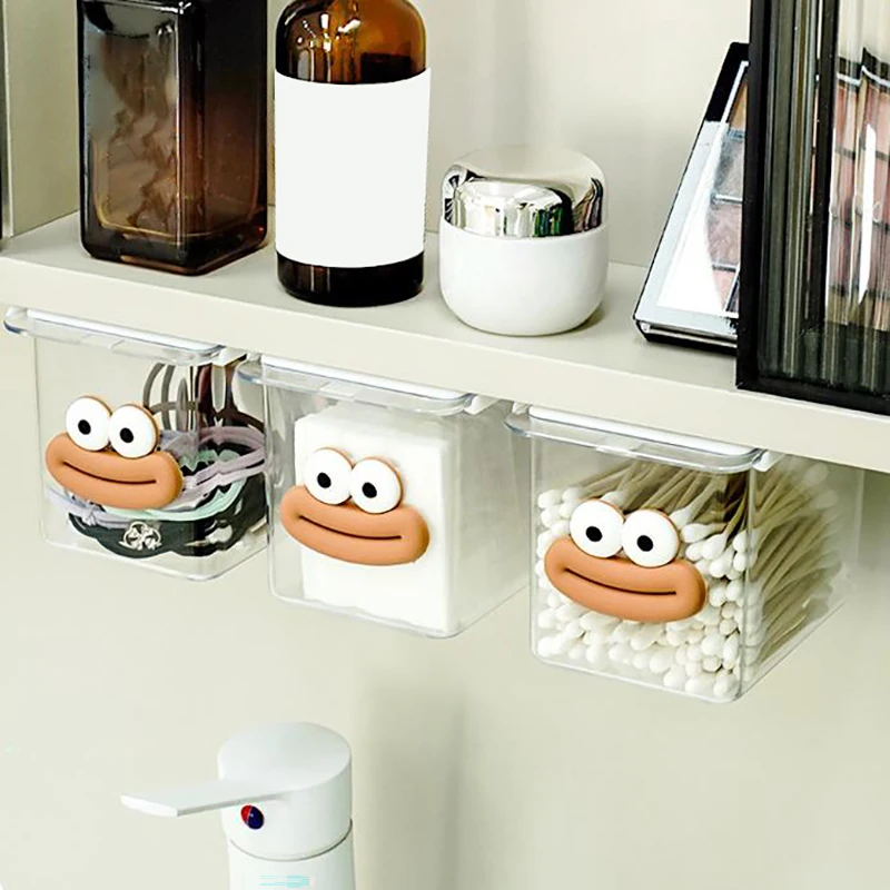 Drawer Style Storage Box Cabinet Transparent Big Mouth Cartoon Cotton Stick Makeup Cotton Bathroom Pull-Out Storage Shelf 5