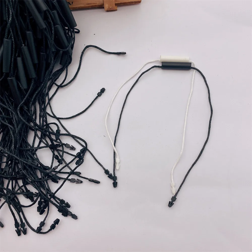 980pcs/lot Length: 25cm Waxed cord Hang Tag Nylon String Snap Lock Pin Loop Fastener Ties suspender for clothes tag/garment