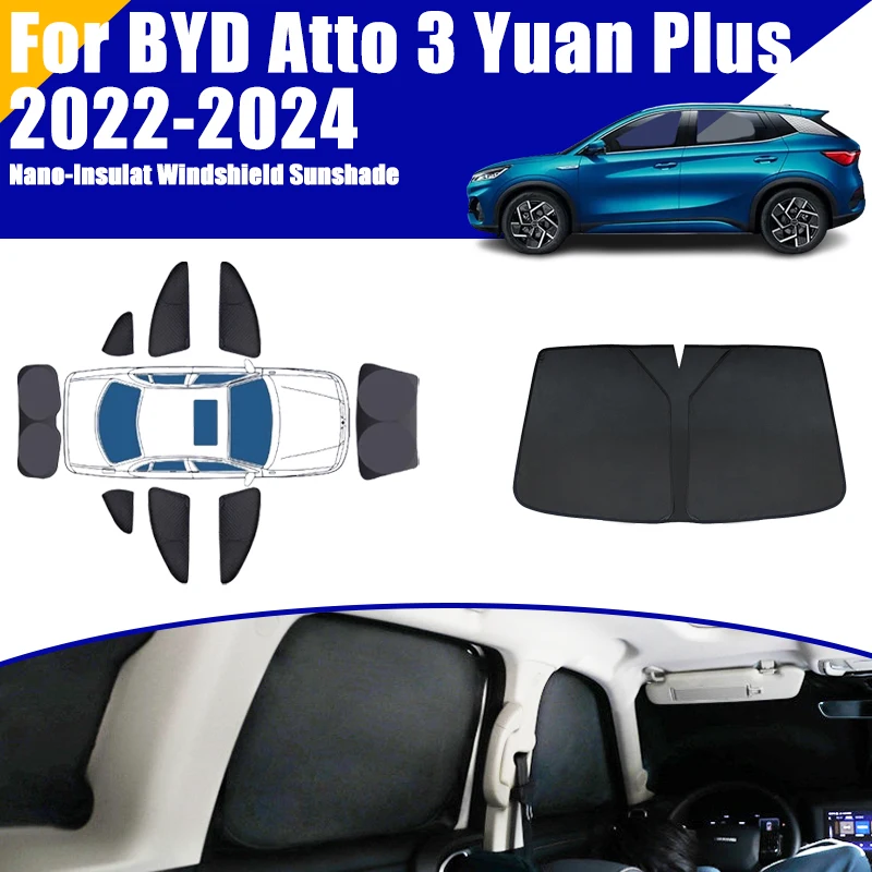 

Full Coverage Sunshade For BYD Atto 3 Yuan Plus 2022 2023 2024 Auto Car Accessories Windows Visor Privacy Covers Black Foldable