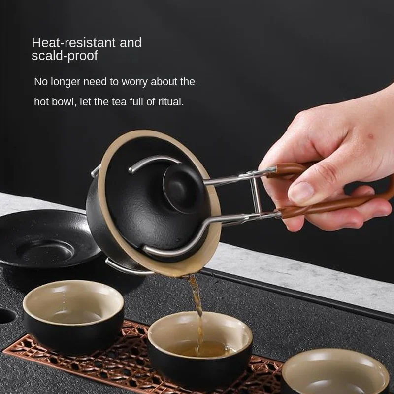 New Portable Stainless Steel Anti-scalding Cup Clamp Home Tea Brewing Assistant Stable Tea Cup Kung Fu Set Accessories
