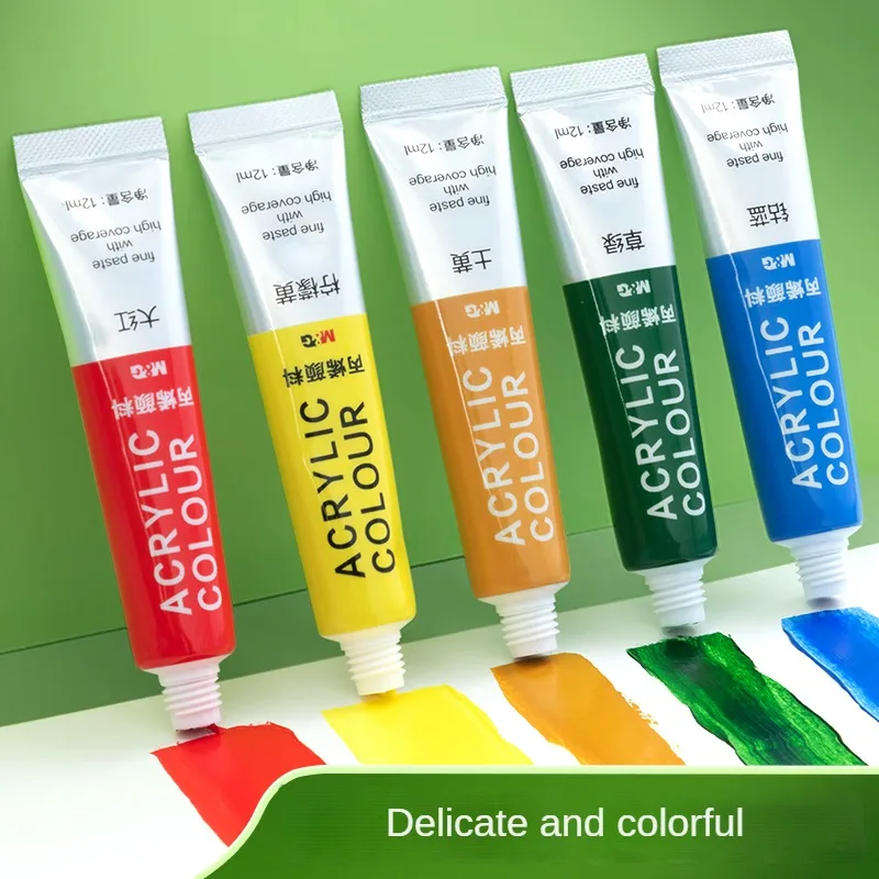 M&G 12/24 Colors Acrylic Waterproof Paint Set Hand Drawn Portable Aluminum Tube Wall Painting Fluid for Student DIY  5/12ml 4