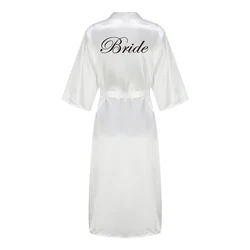Elegant Satin Bridesmaid Bathrobe with Black Lettering - Perfect Wedding Gift - XXXL (As the photo show)