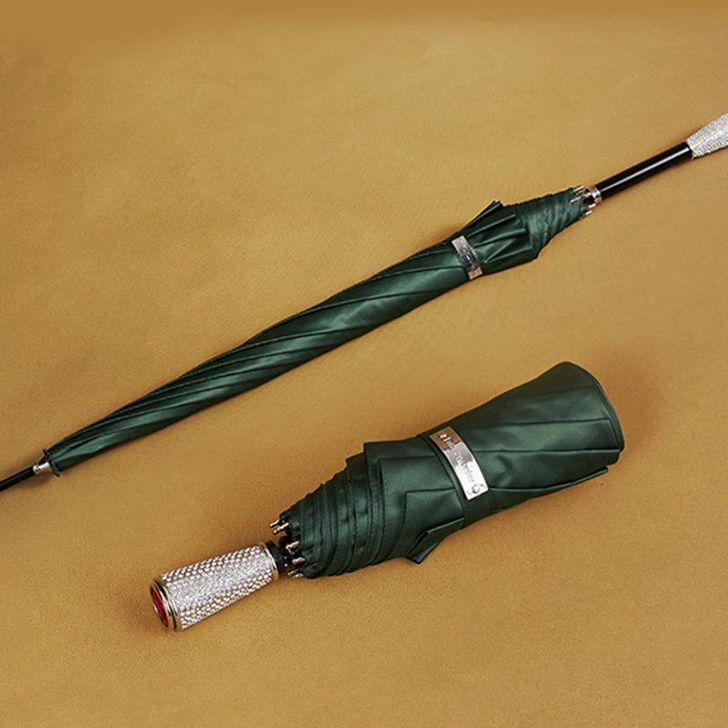 

Parasol Folding Umbrella Windproof Women Rain Luxury Green Fancy Umbrella Pretty Vintage Guarda Chuva Travel Accessories WSW40XP