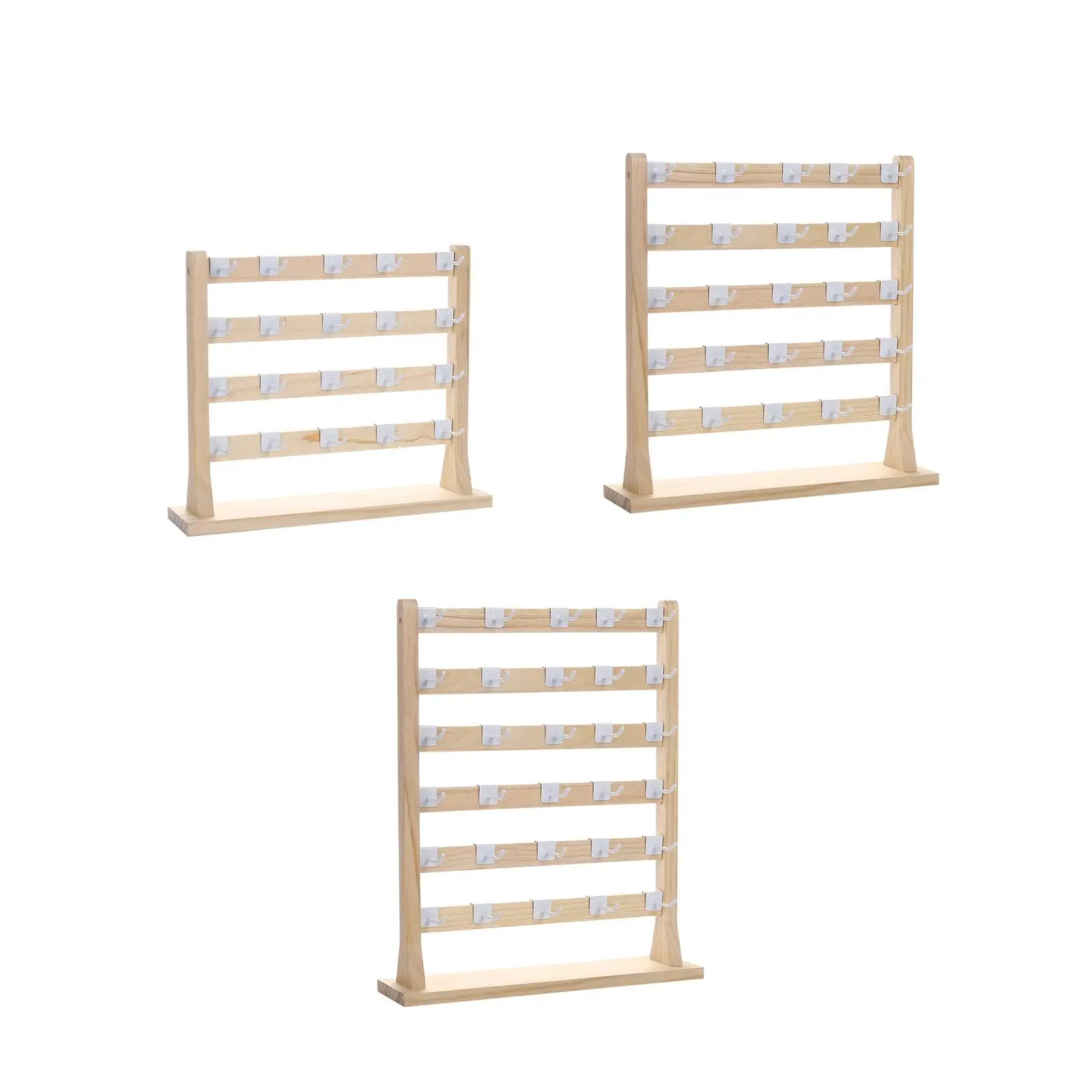 Wooden Jewelry Display Stand with Hooks Earring Card Display Rack for Selling Jewelry Organizer for Earring Cards, Necklaces