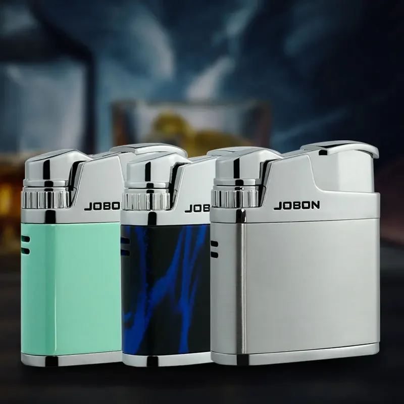 JOBON Red Flame Inflatable Lighter Push to Light Zinc Alloy Material Adjustable Flame Size Exquisite Shape