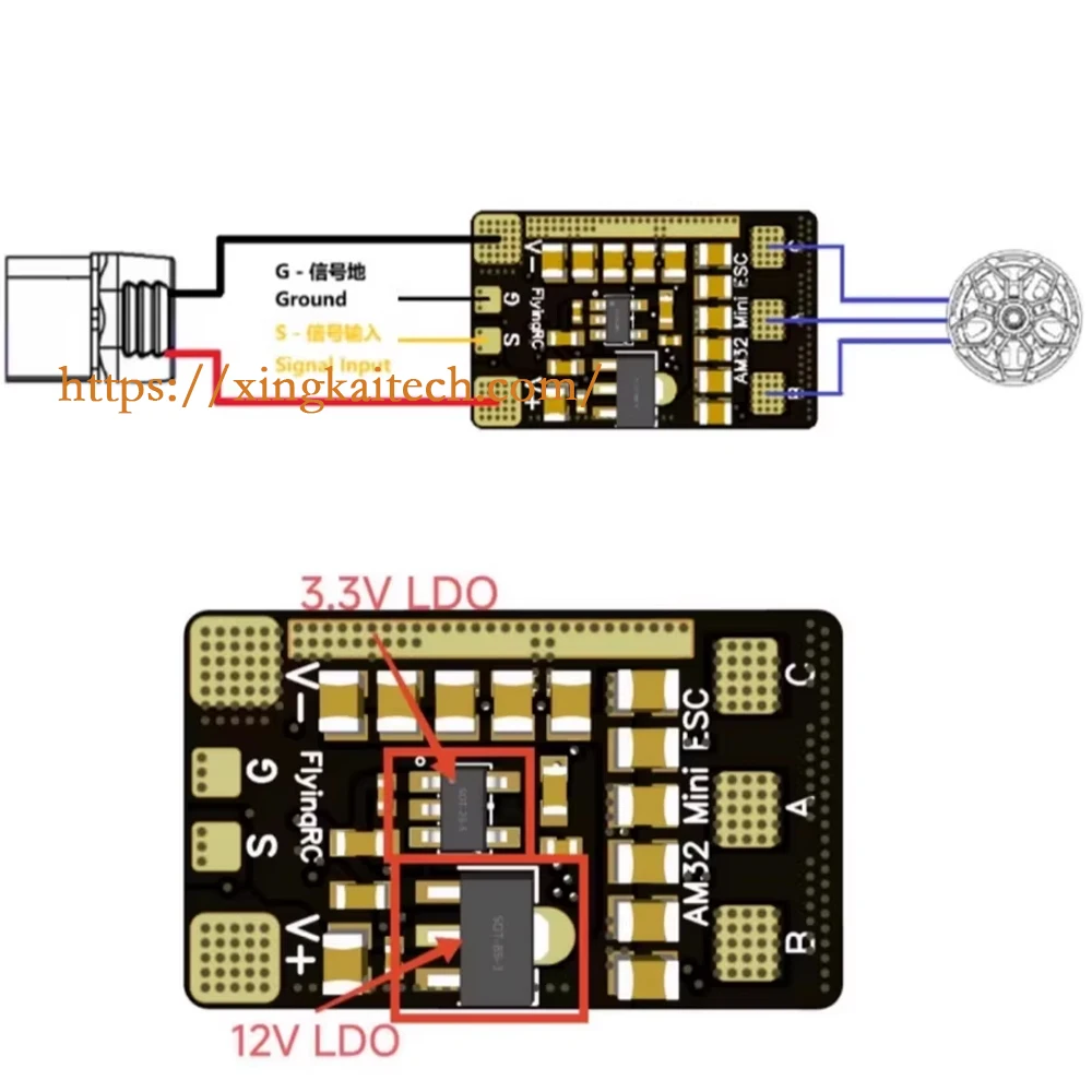 Câbles et connecteurs du Mini ESC 40A 32Bit, prêt pour montage sur drone FPV