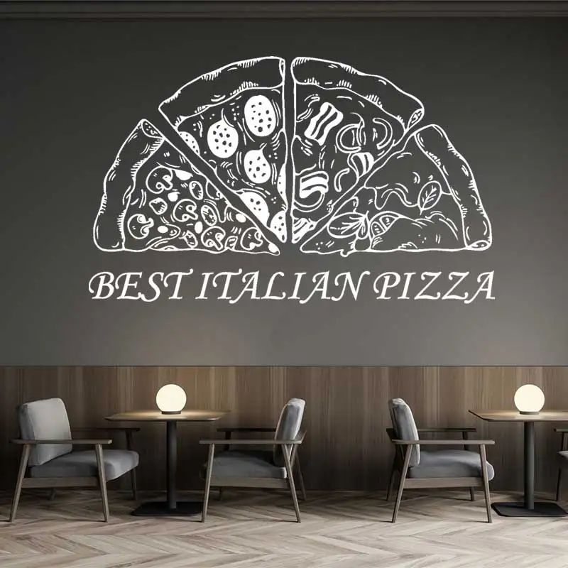 Italian Pizza Slice Vinyl Wall Sticker Pizzeria Western Restaurant Cafe Door Window Glass Shop Sign Sticker Mural Gift Art Deco