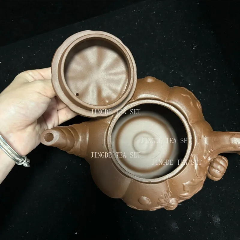 Yixing Purple Clay Teapot Large-capacity Pumpkin Pot Zhu Mud Handmade Filter Tea Maker Chinese-style Purple Sand Tea Set 780ml