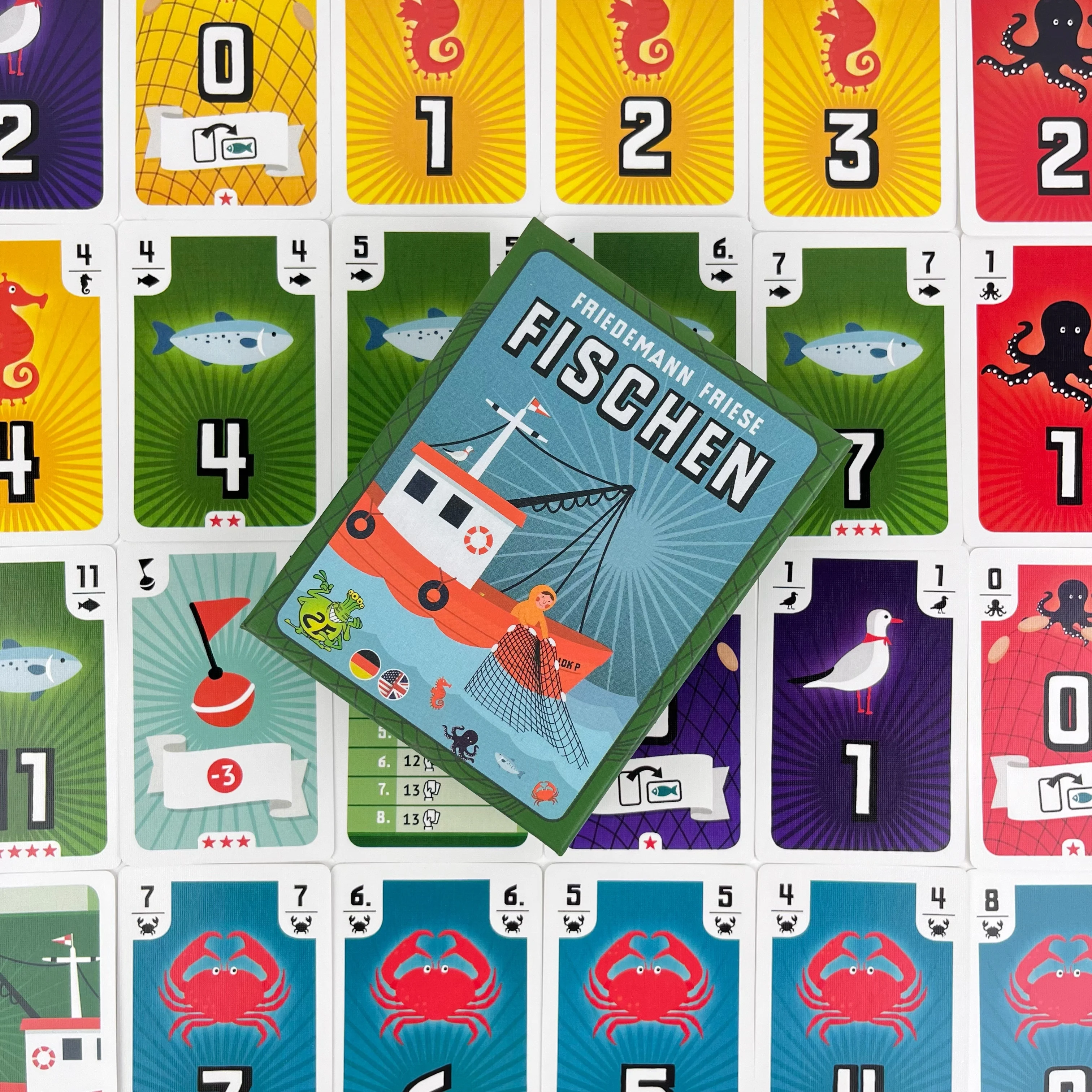 FISCHEN 이중 언어 낚시 보드 게임 3-5인용 독일어/영어 가족 파티 게임..