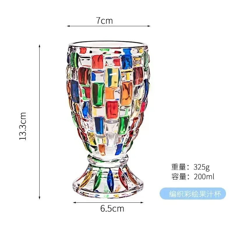 European Hand-painted Colored Glass Candy Jar Whiskey Glass