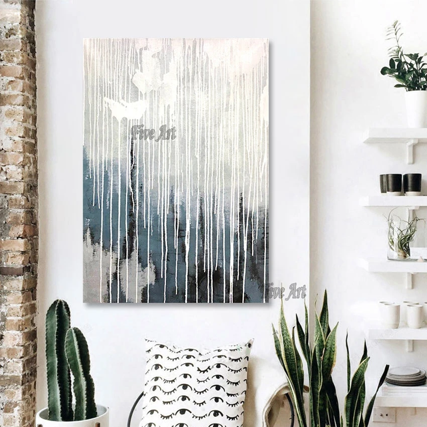 

No Framed. Hand-painted Modern Abstract Canvas Art, Gray And White Large Living Room Wall Picture, Home Decoration Oil Painting