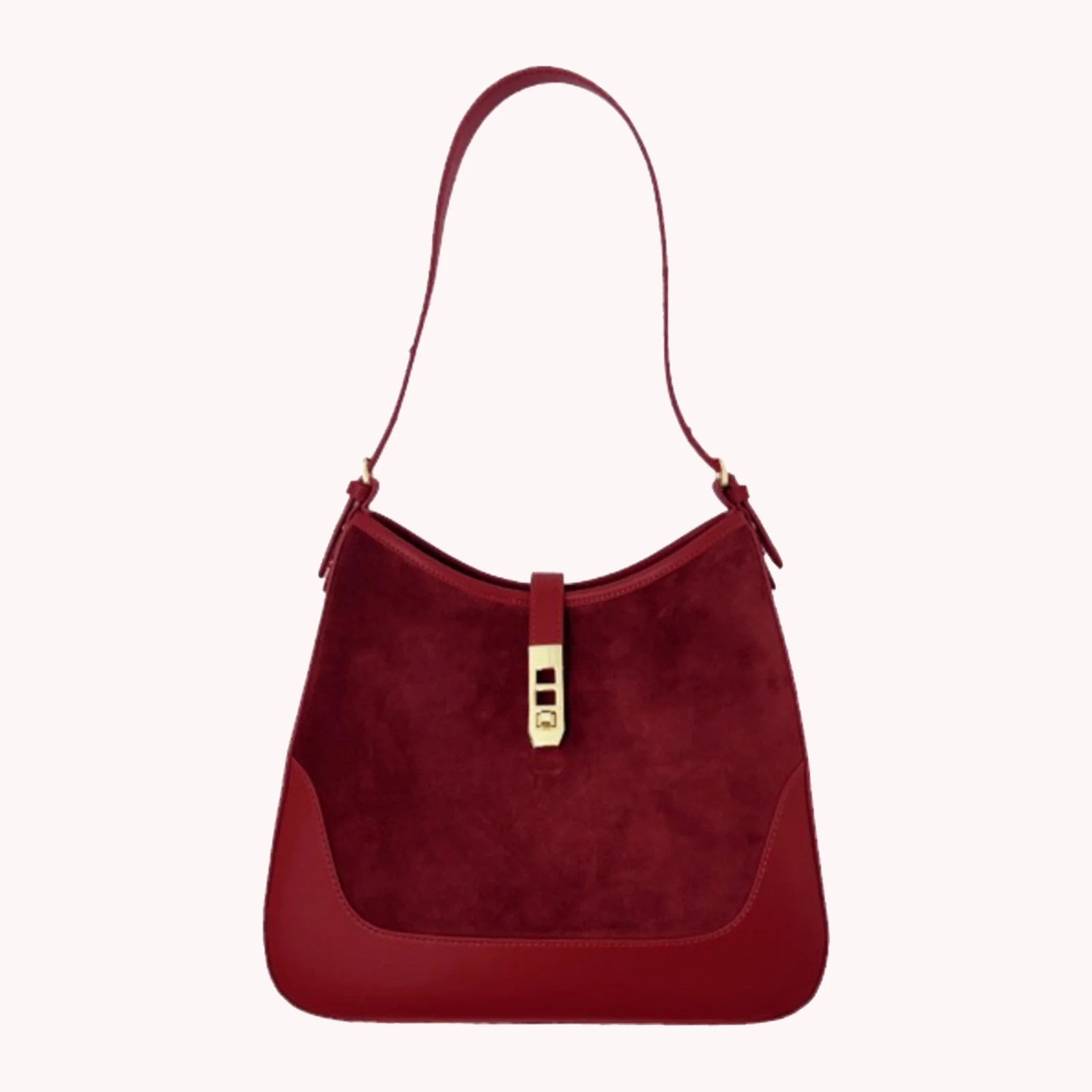 PU Leather Elegant Evening Clutch Solid Color Stylish Splicing Armpit Bag Large-Capacity Trendy Underarm Bag Commute Handbag