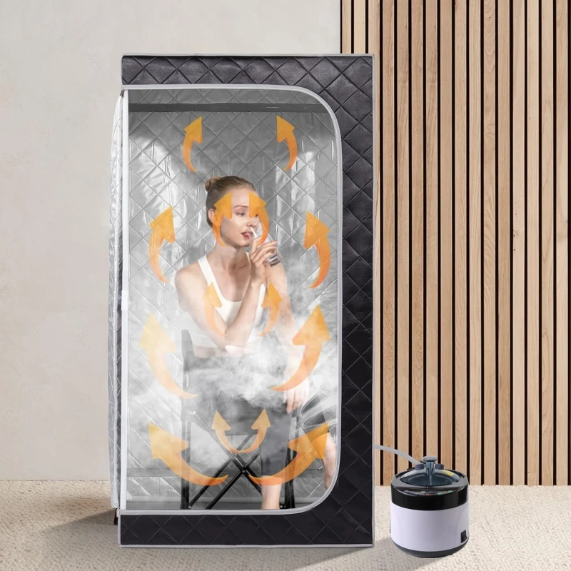4L Portable Home Steam Sauna Full Size Personal Sauna Spa Box Single Saunas with Steamer 4L 1500W Steam Generator Remote Control 6
