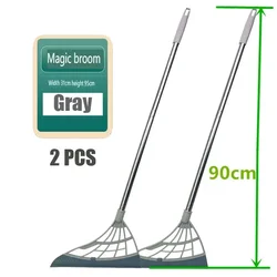 Silicone Magic Broom and Squeegee Set for Efficient Home Cleaning (2PC - Cool Gray)