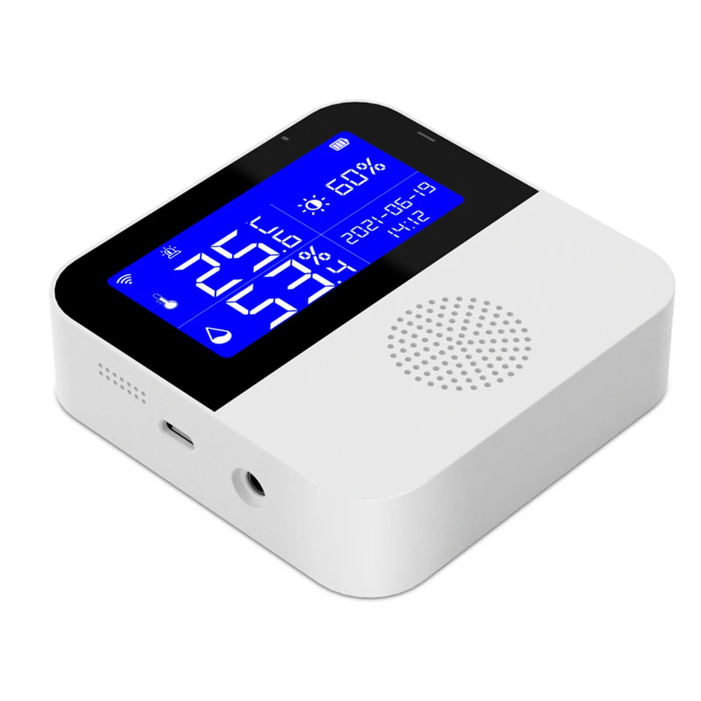 Wireless Temperature And Humidity Sensor Alarm Clock Remote Monitoring Meter Intelligent Thermometer Detector With LCD Display tuya wifi temperature and humidity sensor monitoring lcd display app intelligent control temperature sensor gauge for home