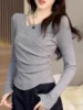 Slim Fit Long Sve T-irt Women's Autumn Winter New Sle Inner Wear Base irt Versatile Top Pure Color f High Collar