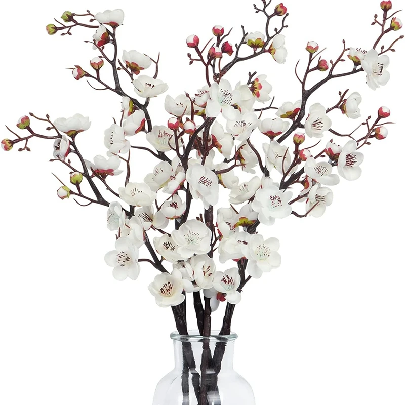 Silk Plum Blossom Branch - Artificial Flowers for Home Wedding  New Year Decor